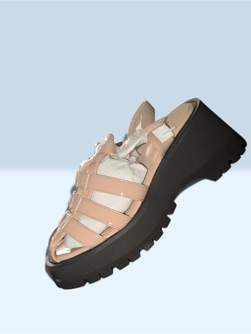 Womenâs Nude Patent Leather Platform Sandal